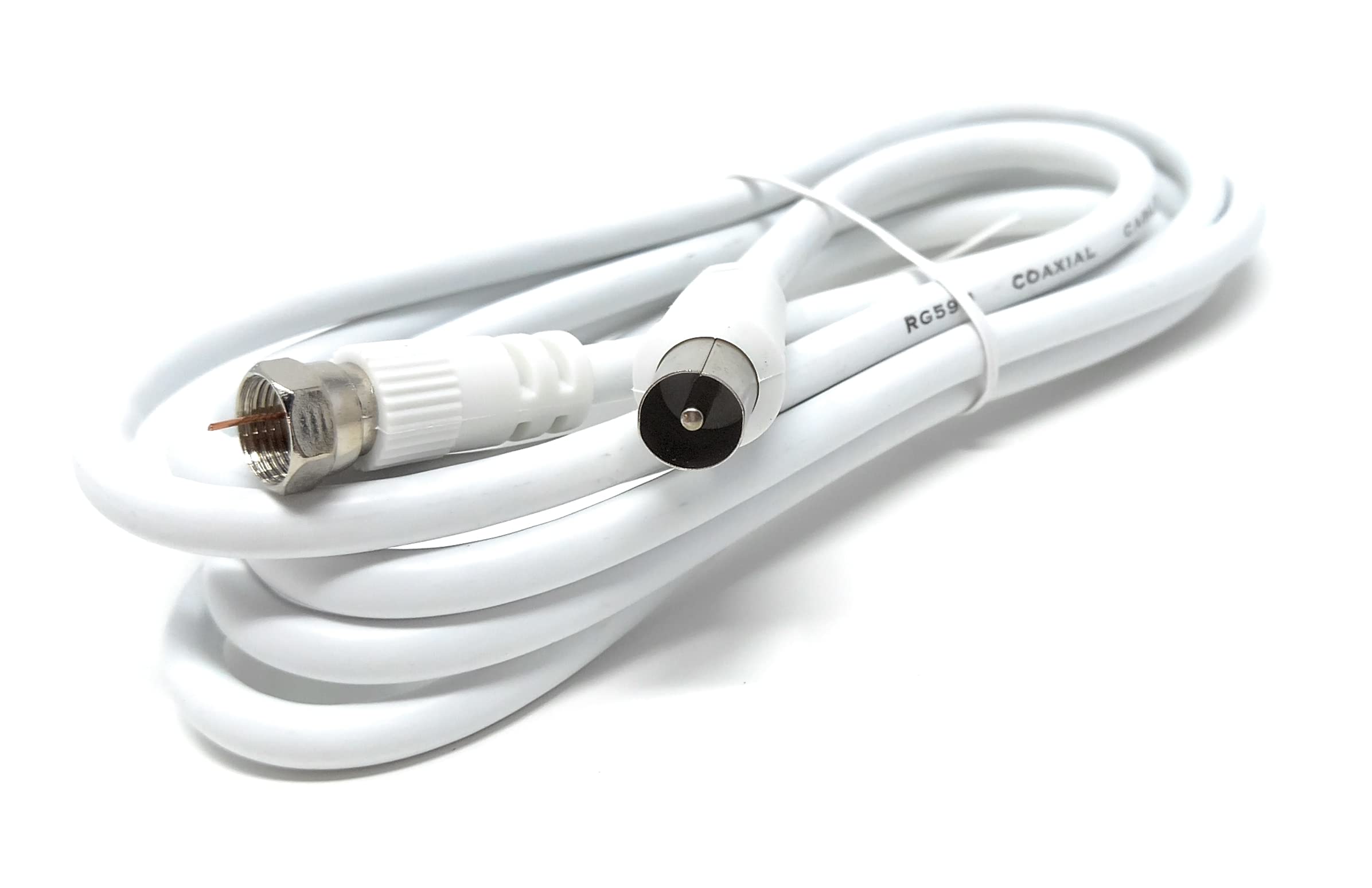 DRUT RF TV Aerial Male to F Type Connector Male Plug Coaxial Coax Cable, Lead, 75 Ohm, 3C-2V
