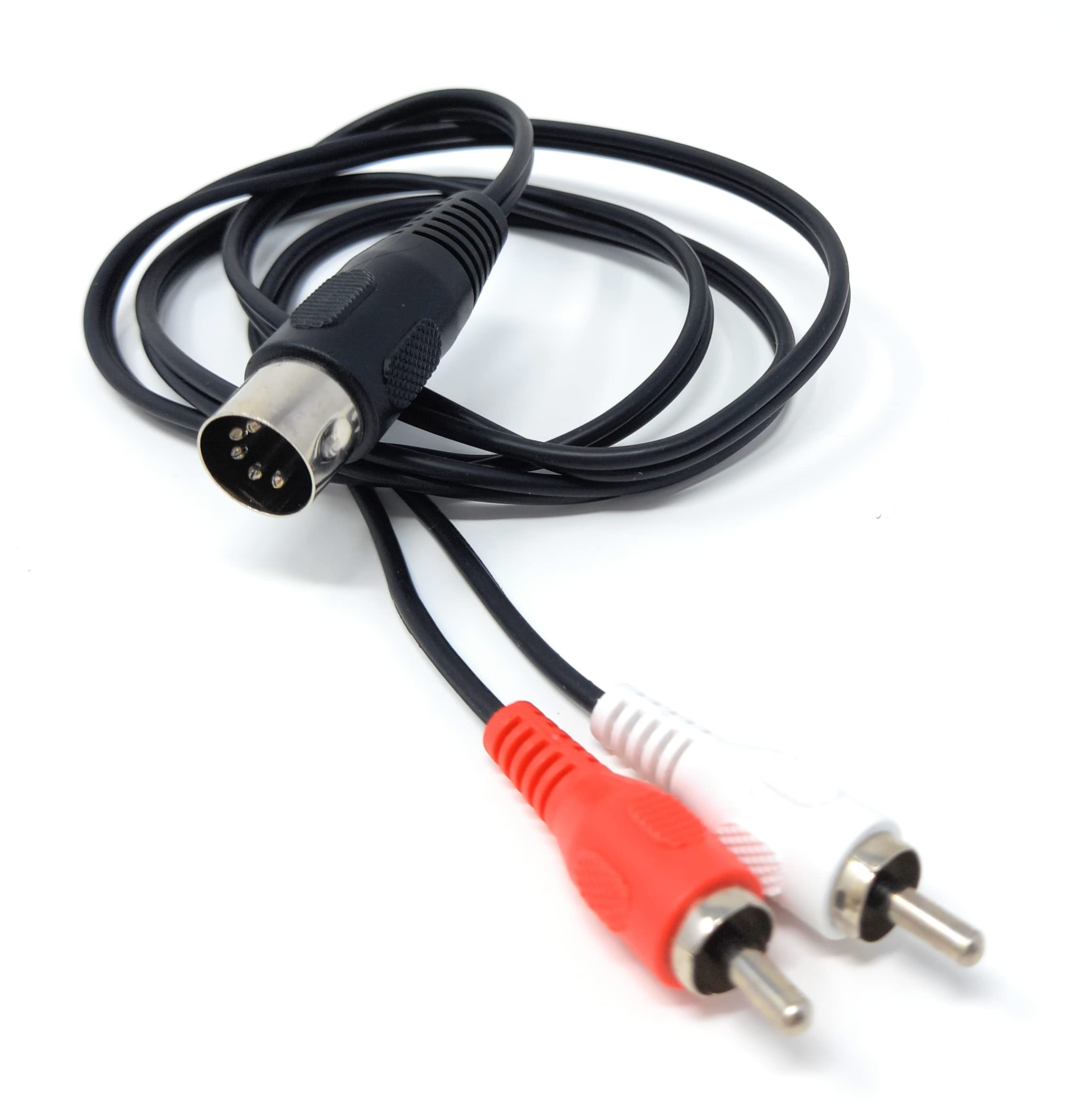 DRUT 5 Pin Midi Male Din Plug to 2 x RCA Phono Male Plugs Audio Cable (wired 3+5) to 2 x RCA plugs