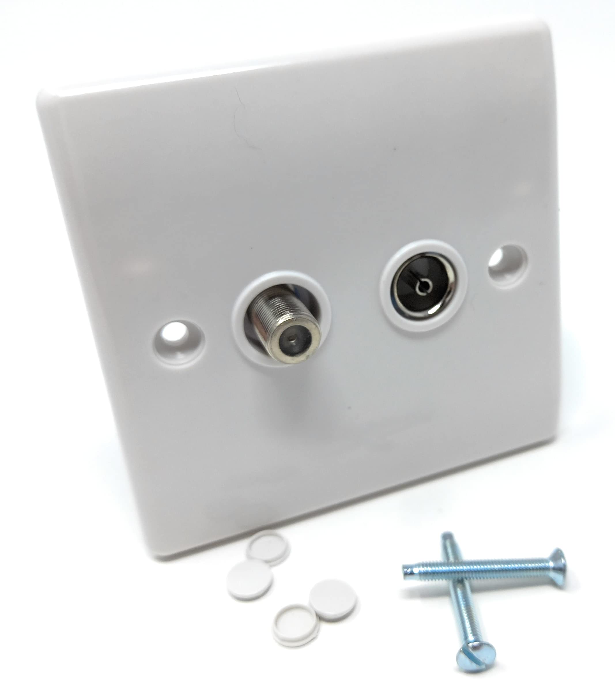 TV & Satellite Faceplate - 2 Gang Outlet with 1 TV & 1 F-Type Female Socket