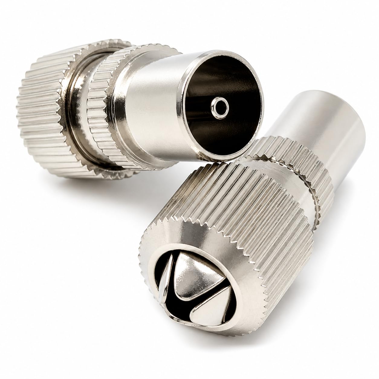 DRUT TV RF Male Plug Connector Adapter for Aerial Coaxial Coax Cable (Toolless Push In End)