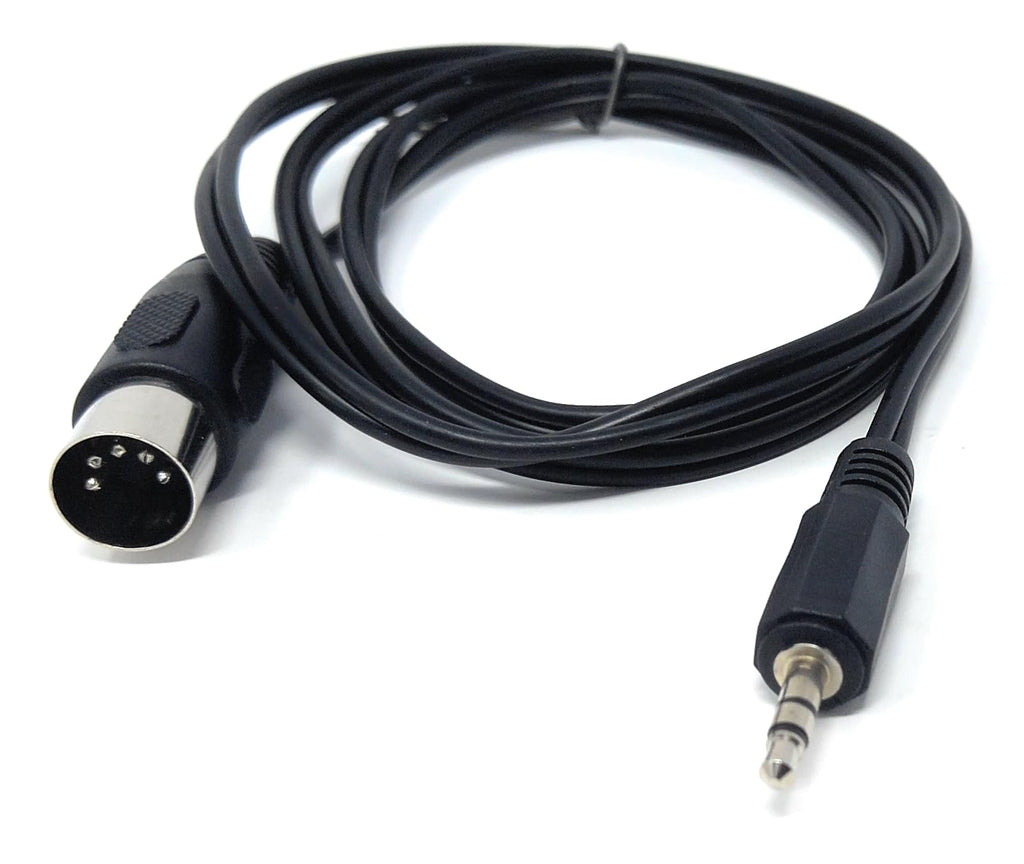 DRUT 3.5mm Stereo Jack Plug to 5 Pin Midi Din Male AUX Audio Cable, Midi Pins 2, 3, 5 are Connected