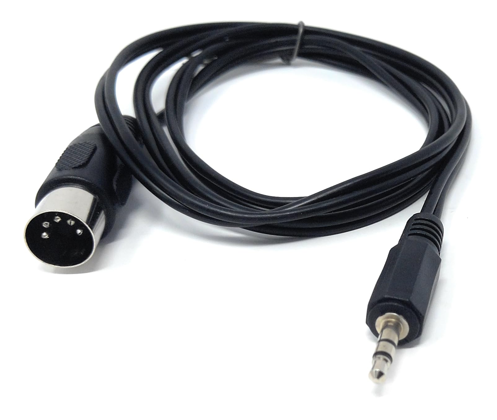 DRUT 3.5mm Stereo Jack Plug to 5 Pin Midi Din Male AUX Audio Cable, Midi Pins 2, 3, 5 are Connected