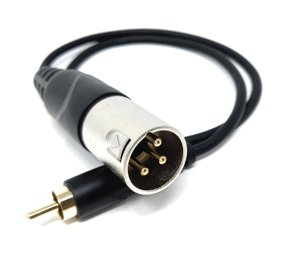 DRUT 3-Pin Male XLR to RCA Phono Single Plug Cable for HiFi Audio, Music Instruments, Mixer, Microphone Lead, Cable, Gold Plated