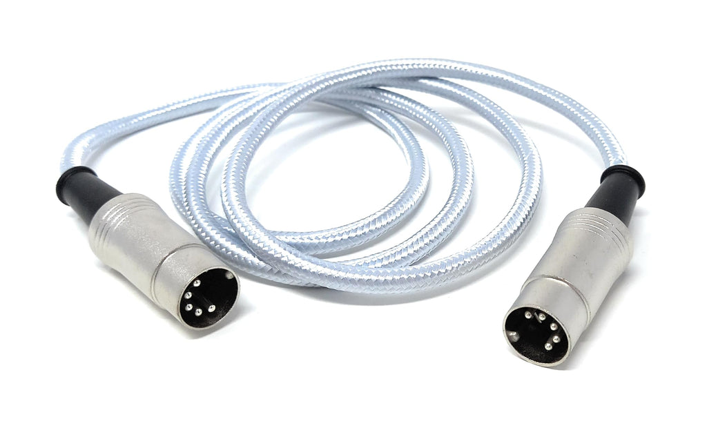 DRUT MIDI 5 Pin DIN Braided Screened Shielded Fully Wired Cable Lead for Midi Audio Equipment, White