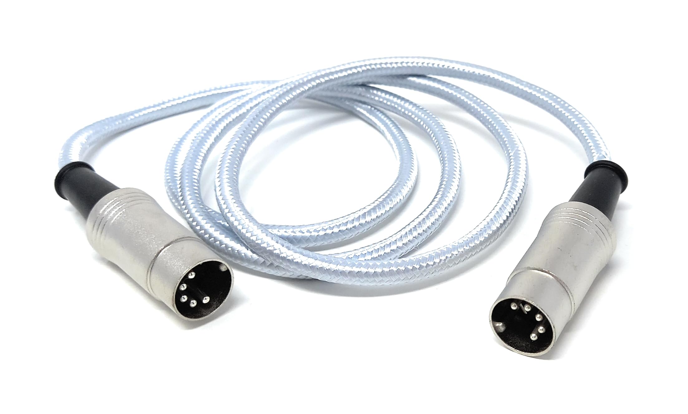 DRUT MIDI 5 Pin DIN Braided Screened Shielded Fully Wired Cable Lead for Midi Audio Equipment, White