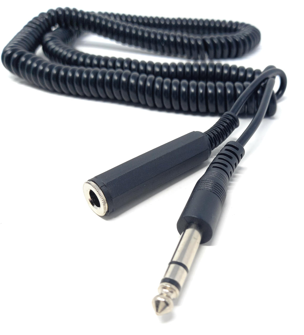 DRUT 5m 6.35MM Coiled Stereo TRS Jack Extension (Male to Female) Screened Audio Cable Cord for Headphones, Music Instruments 16.5ft