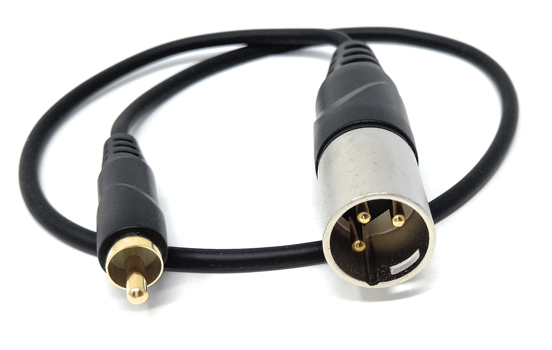 DRUT 3-Pin Male XLR to RCA Phono Single Plug Cable for HiFi Audio, Music Instruments, Mixer, Microphone Lead, Cable, Gold Plated