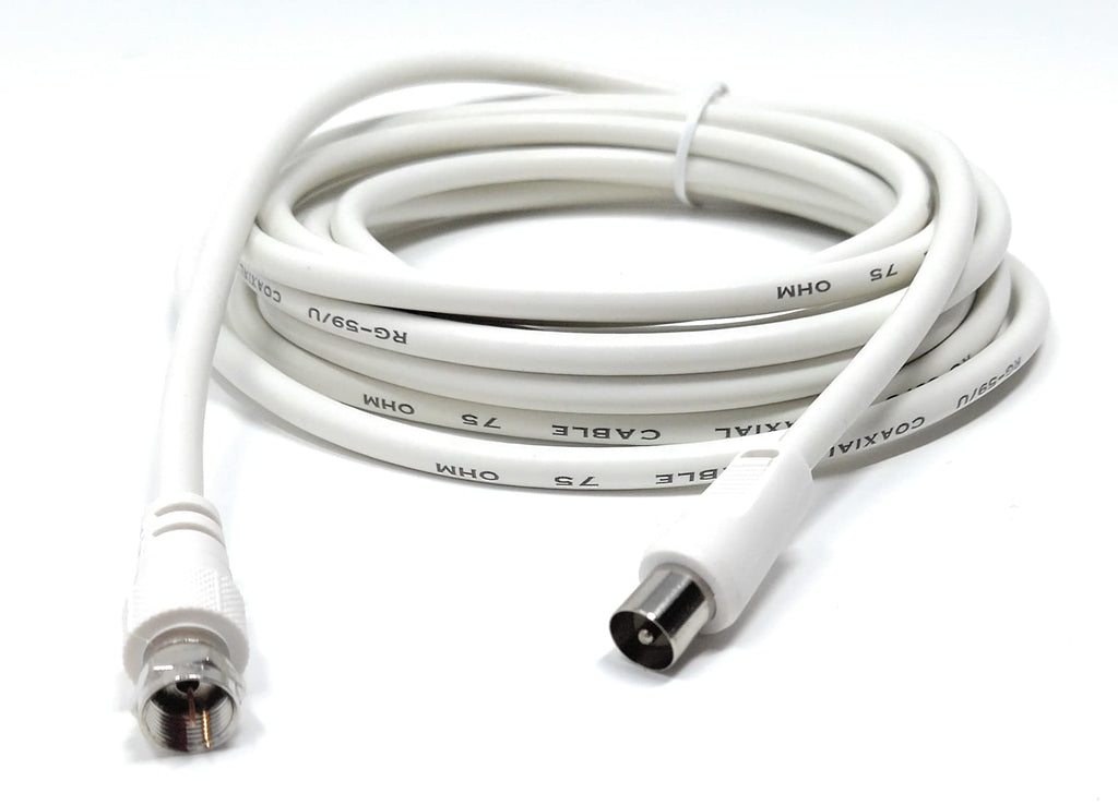 DRUT RF TV Aerial Male to F Type Connector Male Plug Coaxial Coax Cable, Lead, 75 Ohm, 3C-2V