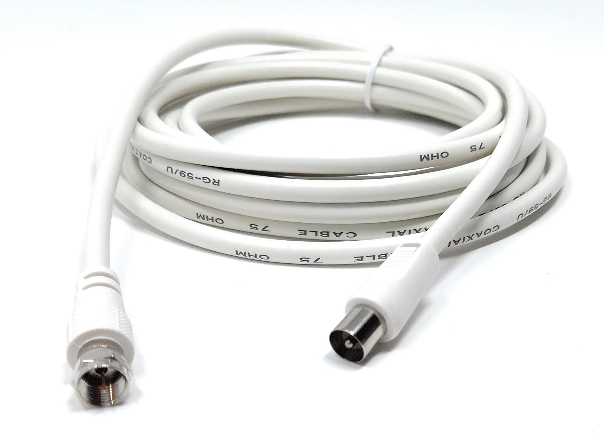 DRUT RF TV Aerial Male to F Type Connector Male Plug Coaxial Coax Cable, Lead, 75 Ohm, 3C-2V