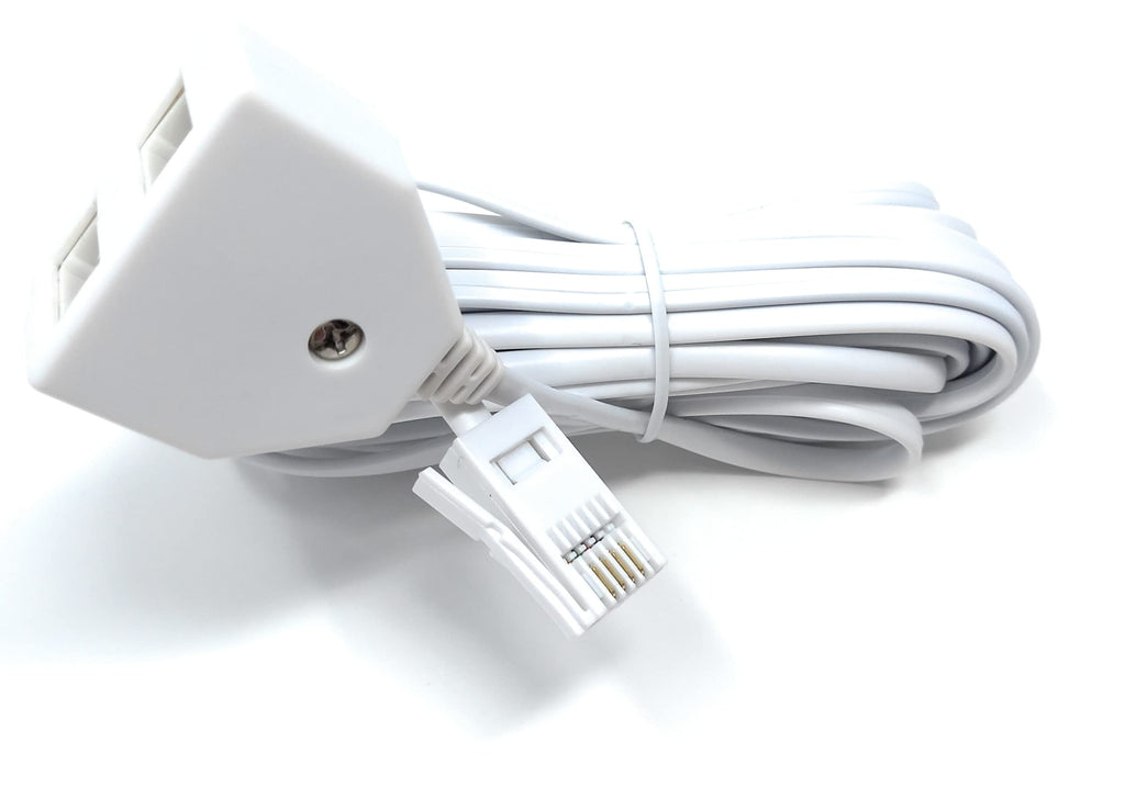 Twin BT Extension Lead, One Jack to Two Sockets, Double Telephone Splitter Cable