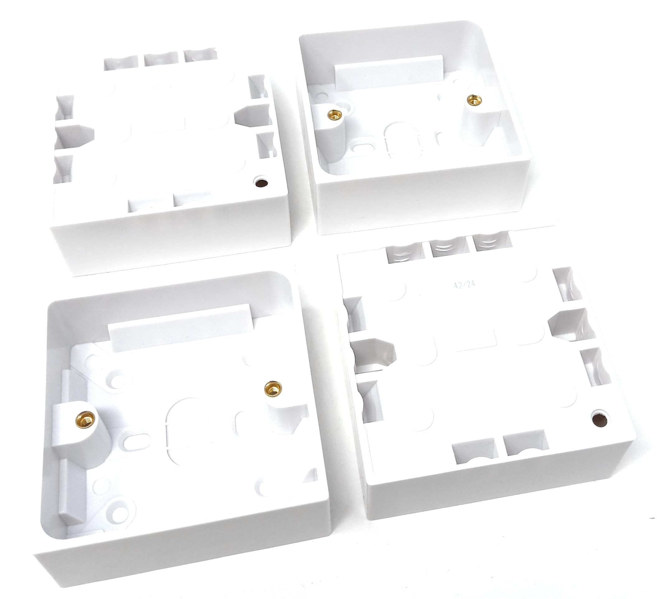 1-Gang Surface Mount Pattress Back Box – 32mm Depth, 85mm x 85mm, White – Ideal for Electrical Socket & Switch Installations