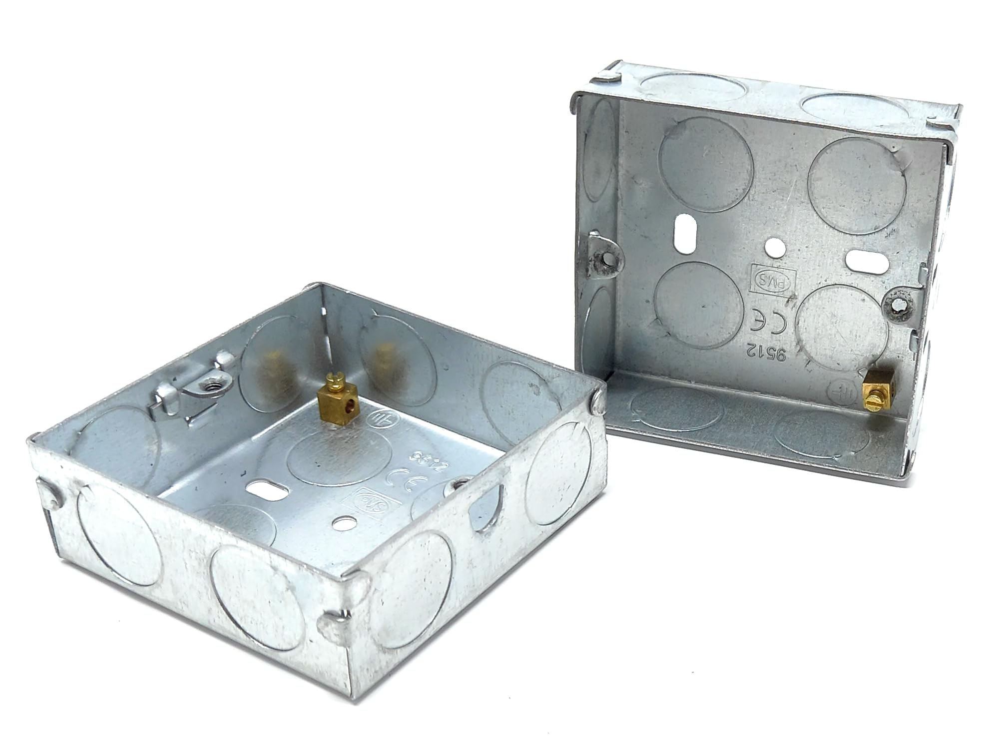 1 Gang Metal Surface Mount Back Box Pattress Box (25mm Deep) Fitted With Earth Terminals