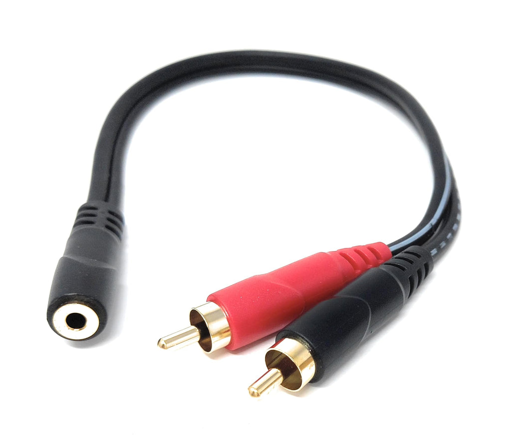 DRUT 3.5mm Stereo Jack Socket to 2x RCA Phono Plug – Audio Y Splitter Adapter Cable for AUX Devices, Speakers, Amplifiers, Headphones, HiFi Systems