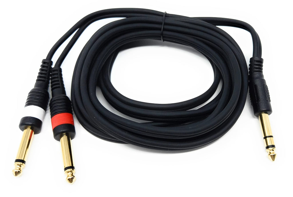 DRUT 6.35mm Stereo Jack to Twin 6.35mm Mono Jacks Male to Male TRS Cable
