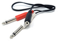 DRUT 50cm short 3.5mm Stereo Socket to Twin 6.35mm Mono Jack Plugs, 1 Female to 2 Male 1.6ft