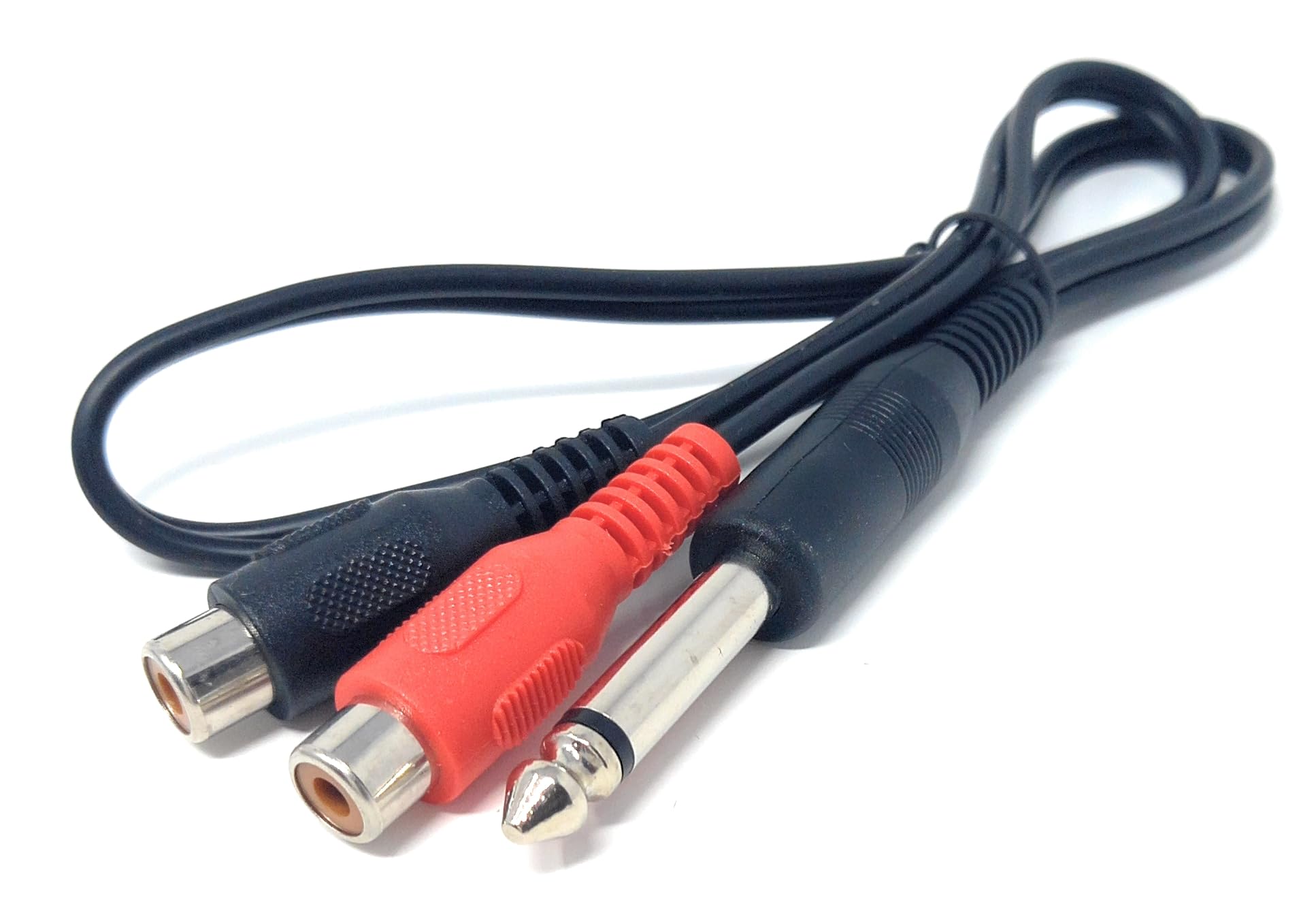 DRUT 50cm 6.35mm (1/4") Mono Jack Plug to 2 x RCA Phono Sockets Lead Cable 1.6ft