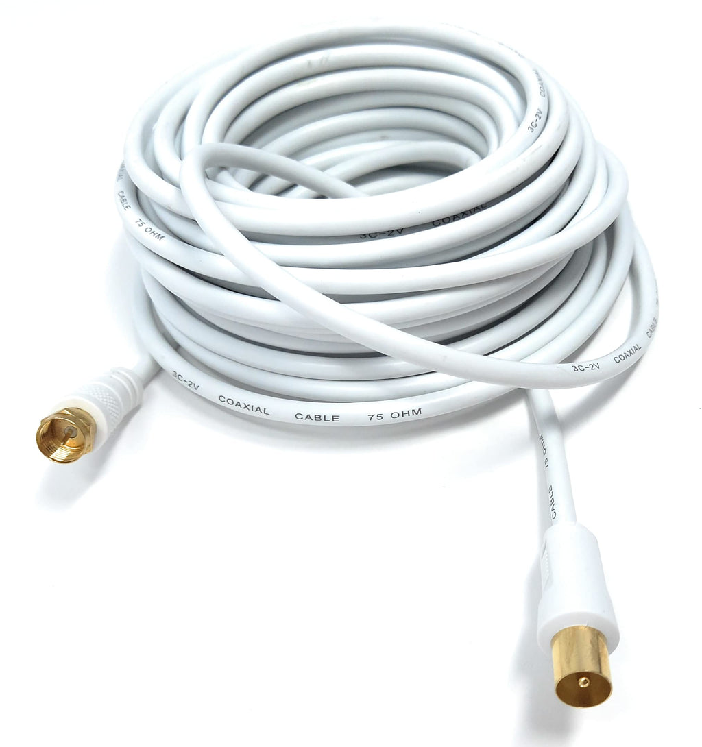 DRUT RF TV Aerial Male to F Type Connector Male Plug Coaxial Coax Cable, Lead, 75 Ohm, 3C-2V