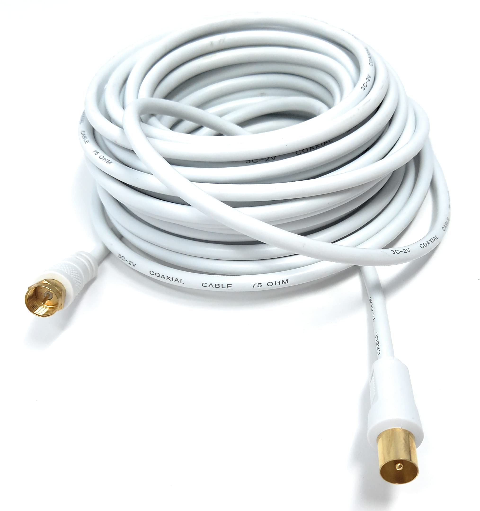 DRUT RF TV Aerial Male to F Type Connector Male Plug Coaxial Coax Cable, Lead, 75 Ohm, 3C-2V