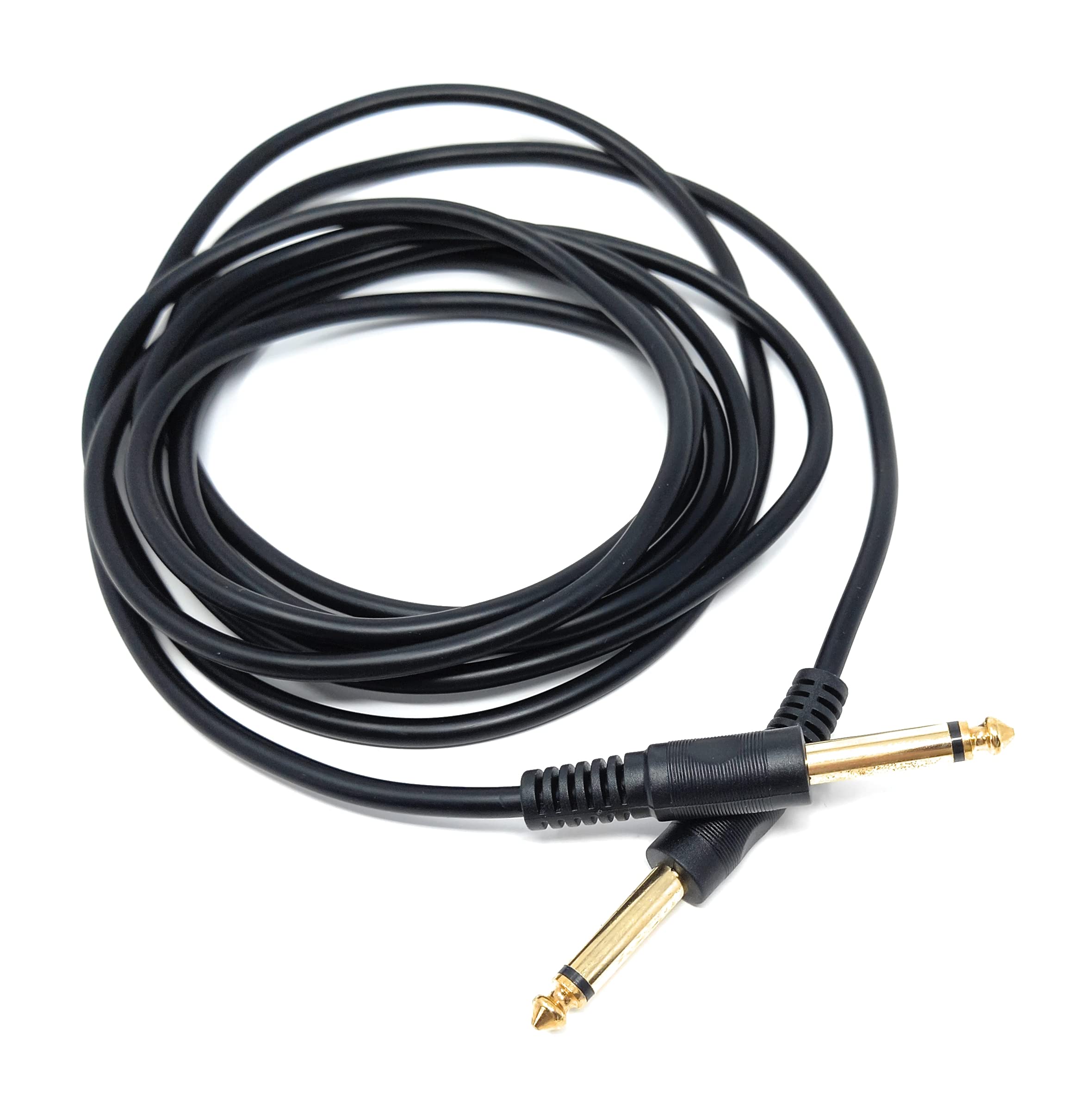 DRUT 6.35mm to 6.35mm Mono 1/4'' TS Jack Plug Speaker, Guitar, Instrument, Patch Cable Gold Connectors