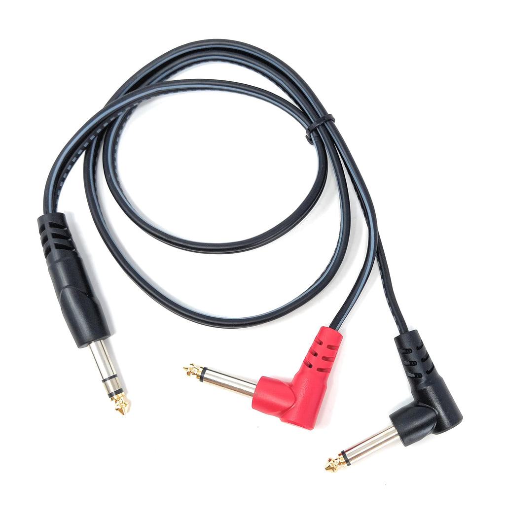 DRUT 6.35mm 1/4" Stereo Jack to 2 x Mono Jacks Audio Cable Lead for Music Instruments, Mixer, AMP, Guitar