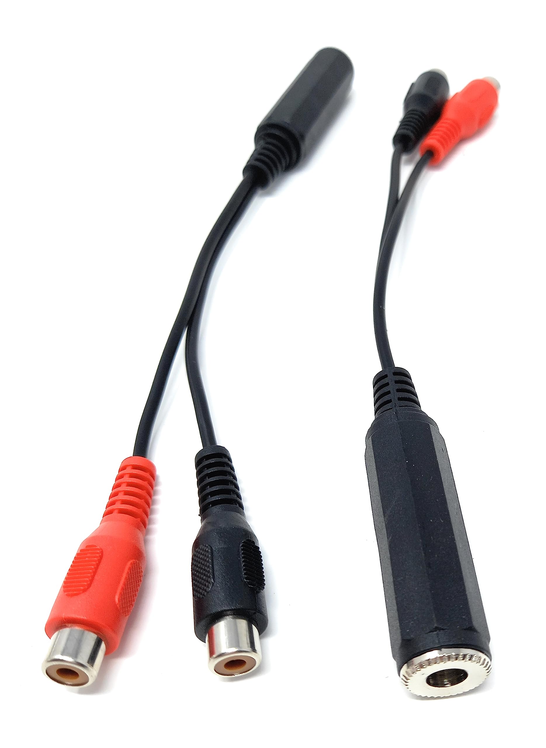 DRUT 15cm 6.35mm Mono Jack Socket to Twin RCA Phono Sockets Audio Cable Lead Adapter