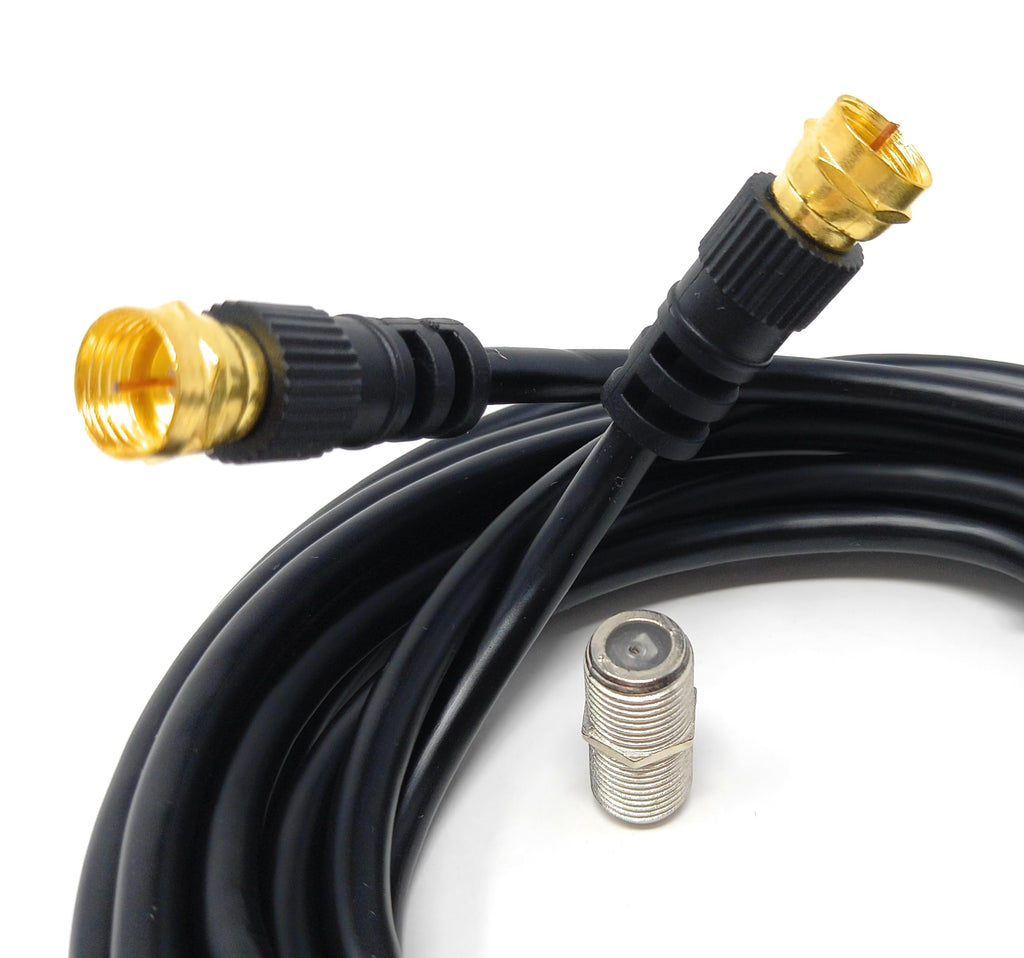 DRUT F-Type Connector TV RG6 Cable With (F-Type Female Coupler) Compatible With STB, Dish TV, Satellite, Antenna Coax Cable Lead