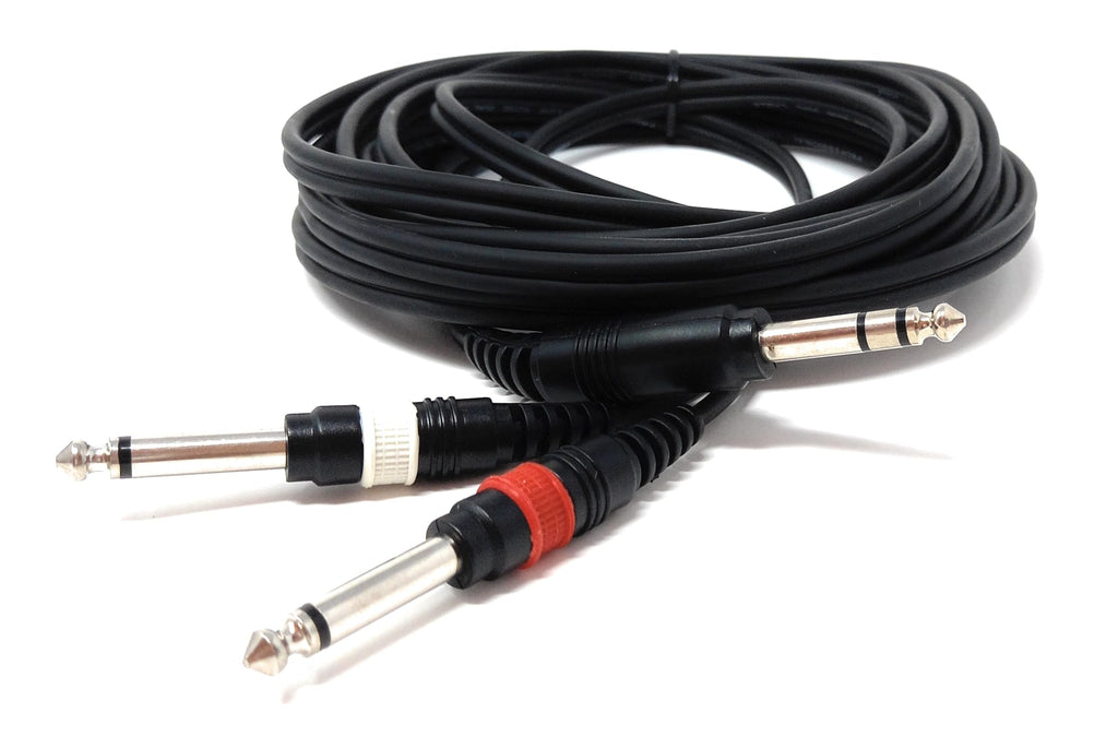 DRUT 6.35mm Stereo Jack to Twin 6.35mm Mono Jacks Male to Male TRS Cable