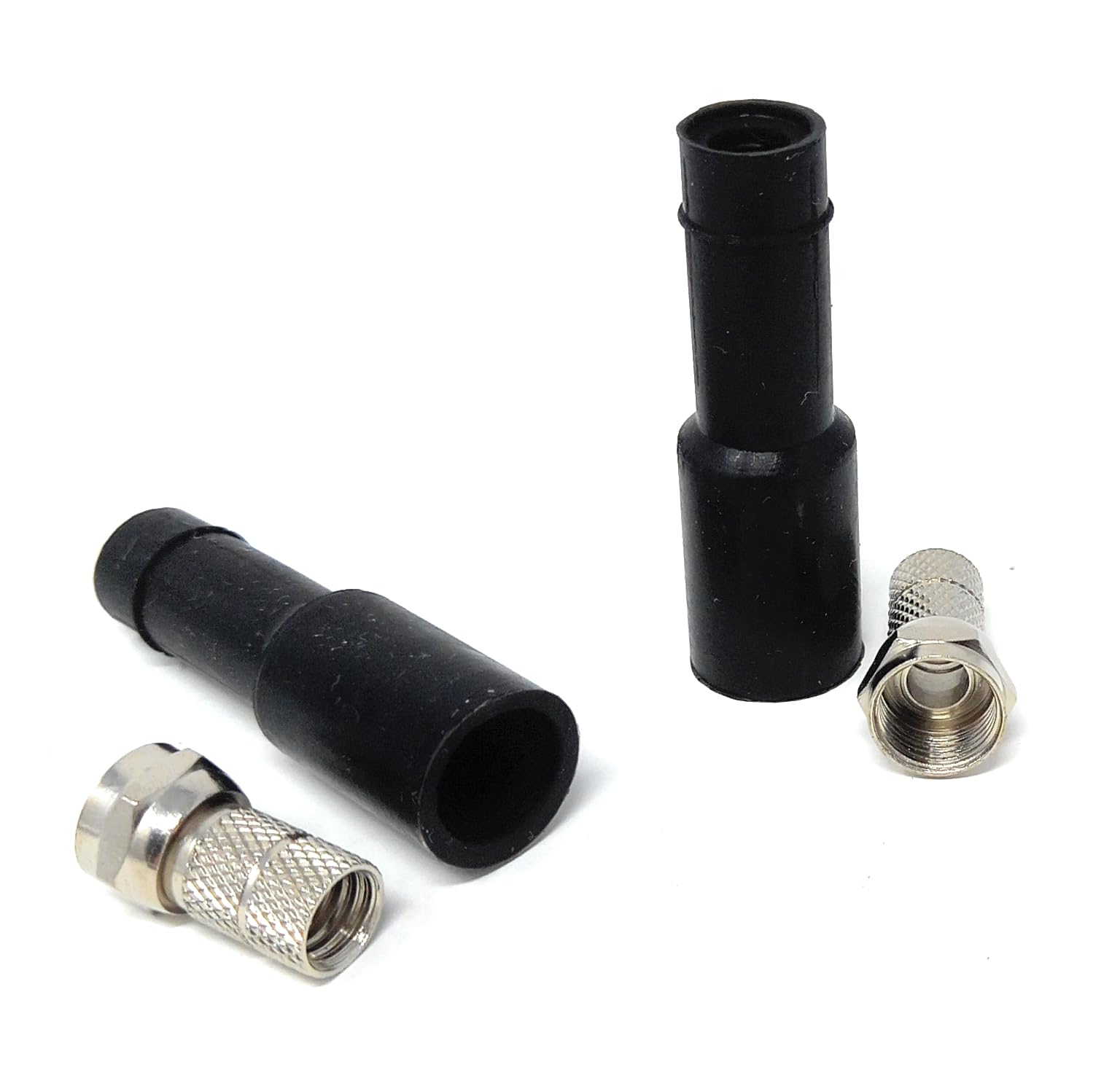 DRUT F-Type Twist-On Plug Adapter with Weatherproof Boot for Satellite Coax Cable, 6-7mm End – Compatible with CT100U, RG59U, and RG6U Cables