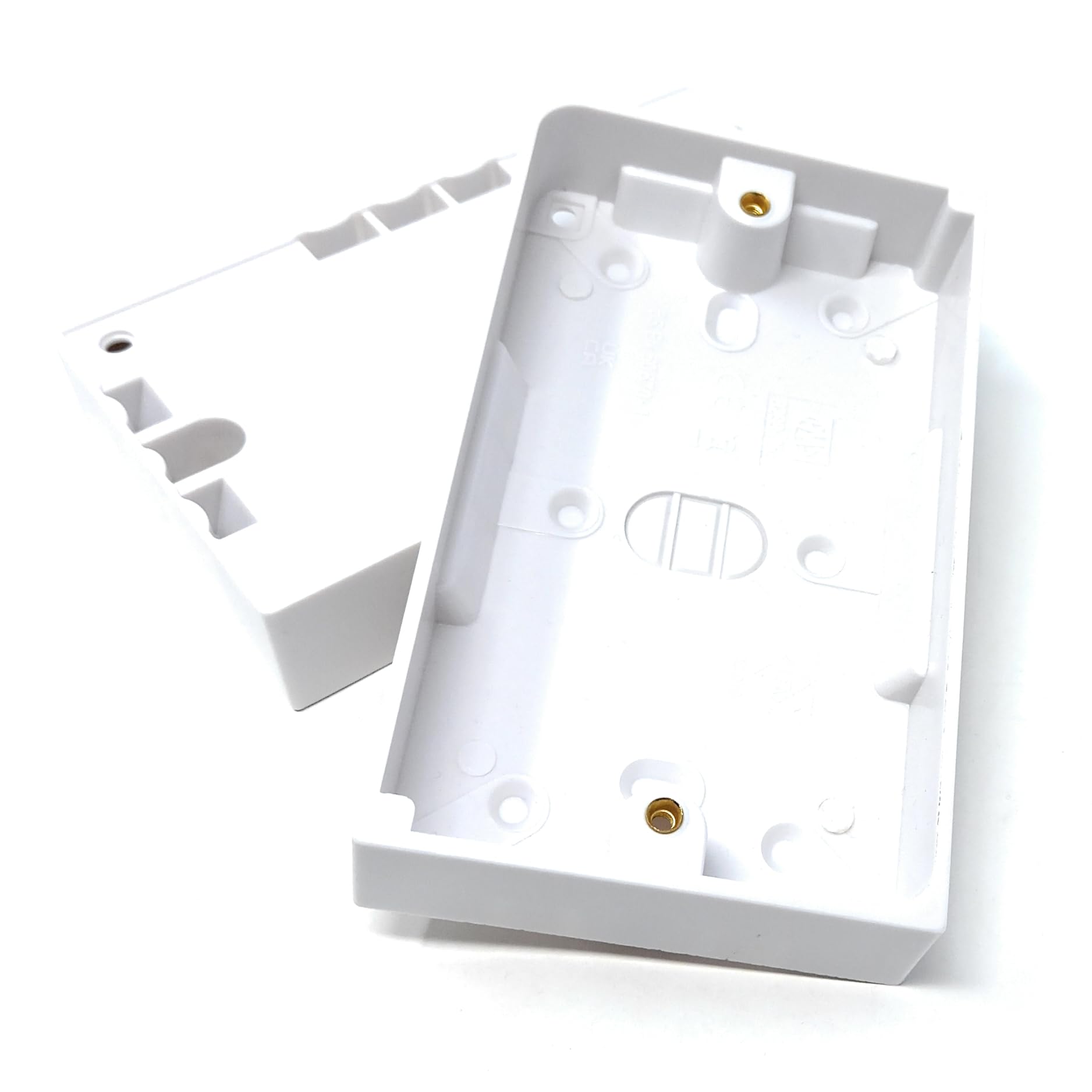 2 Gang Surface Mount Back Box Pattress Box, 145mm x 86mm x 25mm, White