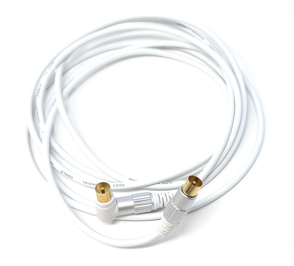 TV RF 4K Aerial Cable, 90 Angled Metal Plugs, Male to Male Angled Connector, Compatible with DVB-C, DVB-T, DVB-S, Digital & Analogue