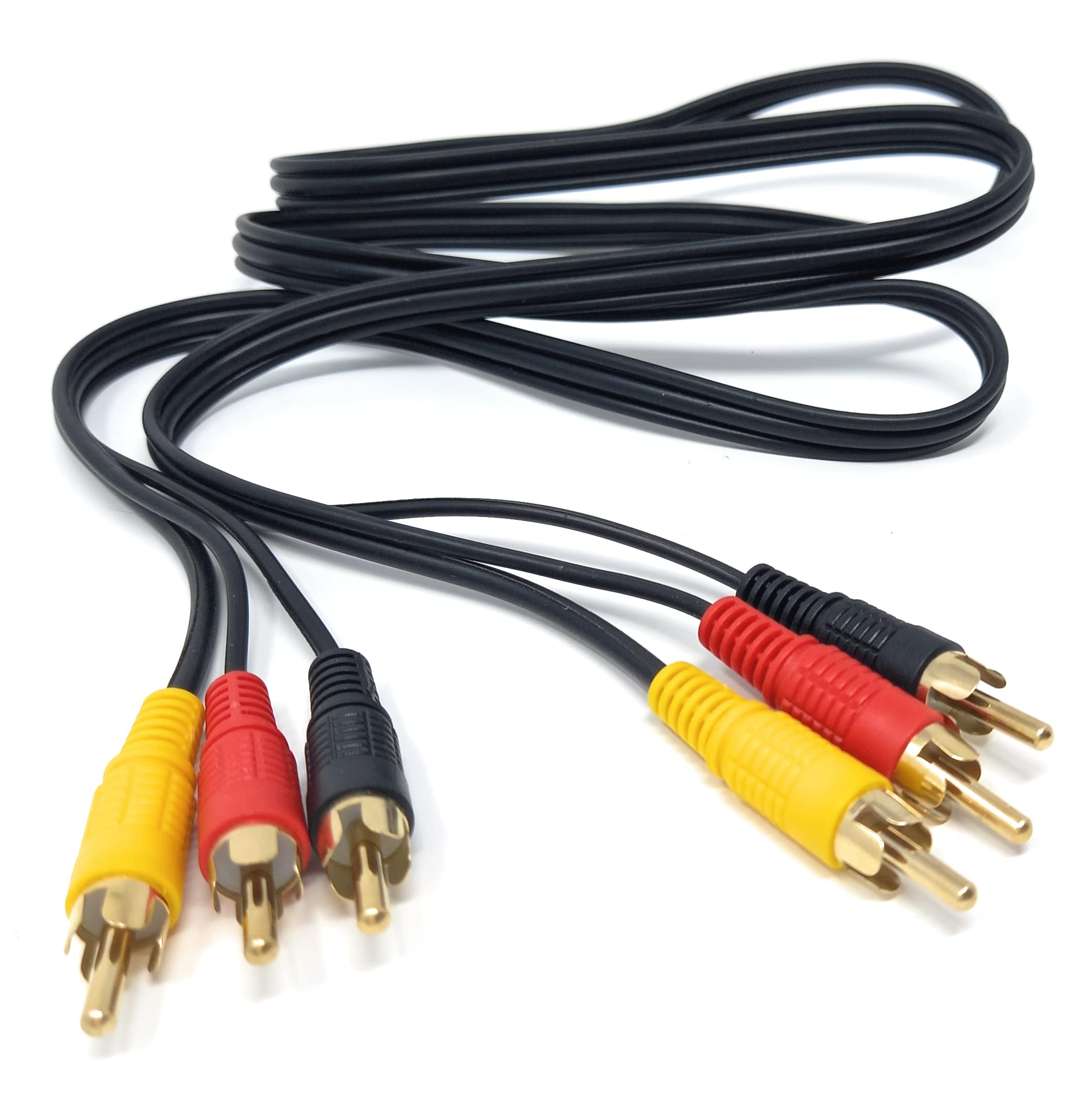 DRUT 3 RCA to 3 RCA Phono Male Plug Triple Jack Cable AV Audio Video Composite Lead