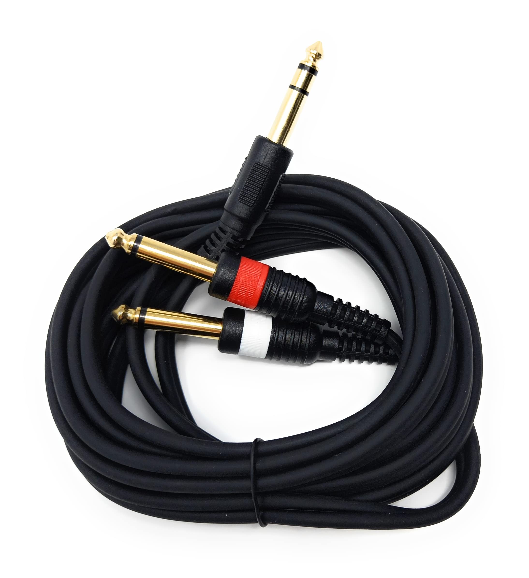 DRUT 6.35mm Stereo Jack to Twin 6.35mm Mono Jacks Male to Male TRS Cable