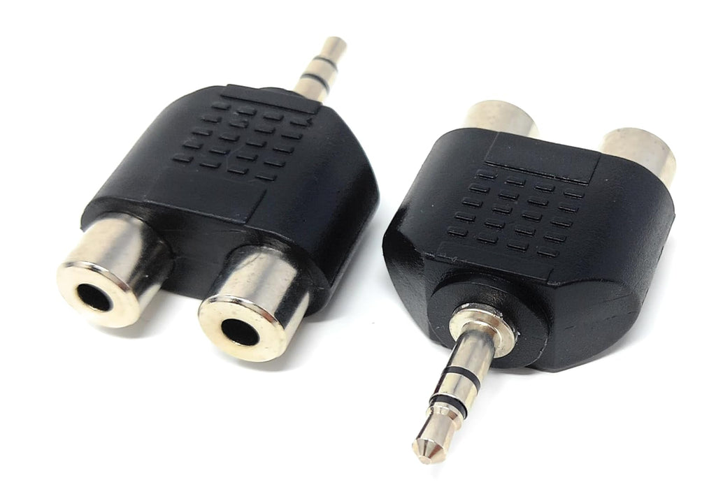 DRUT 3.5mm Stereo Jack Plug to Twin RCA Phono Mono Splitter or Combiner Audio Adapter