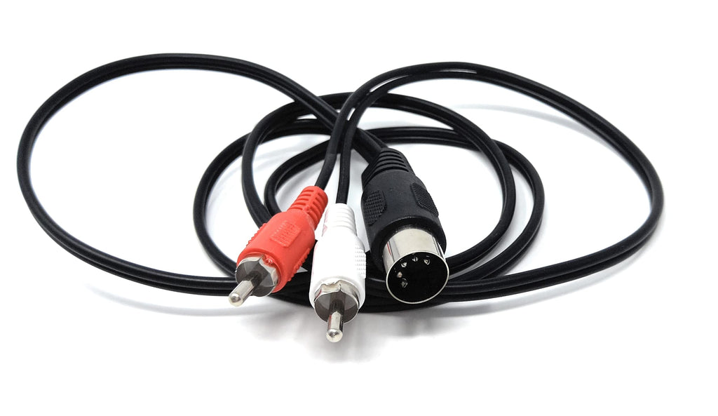 DRUT 5 Pin Midi Male Din Plug to 2 x RCA Phono Male Plugs Audio Cable (wired 3+5) to 2 x RCA plugs