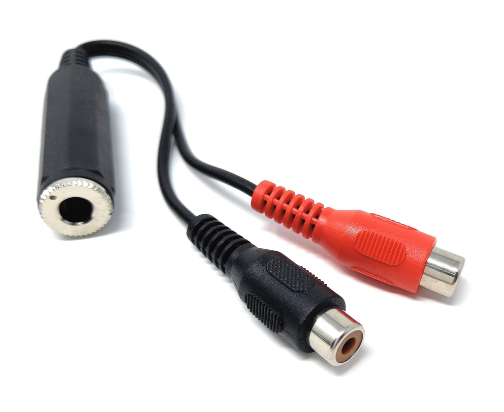 DRUT 15cm 6.35mm Mono Jack Socket to Twin RCA Phono Sockets Audio Cable Lead Adapter