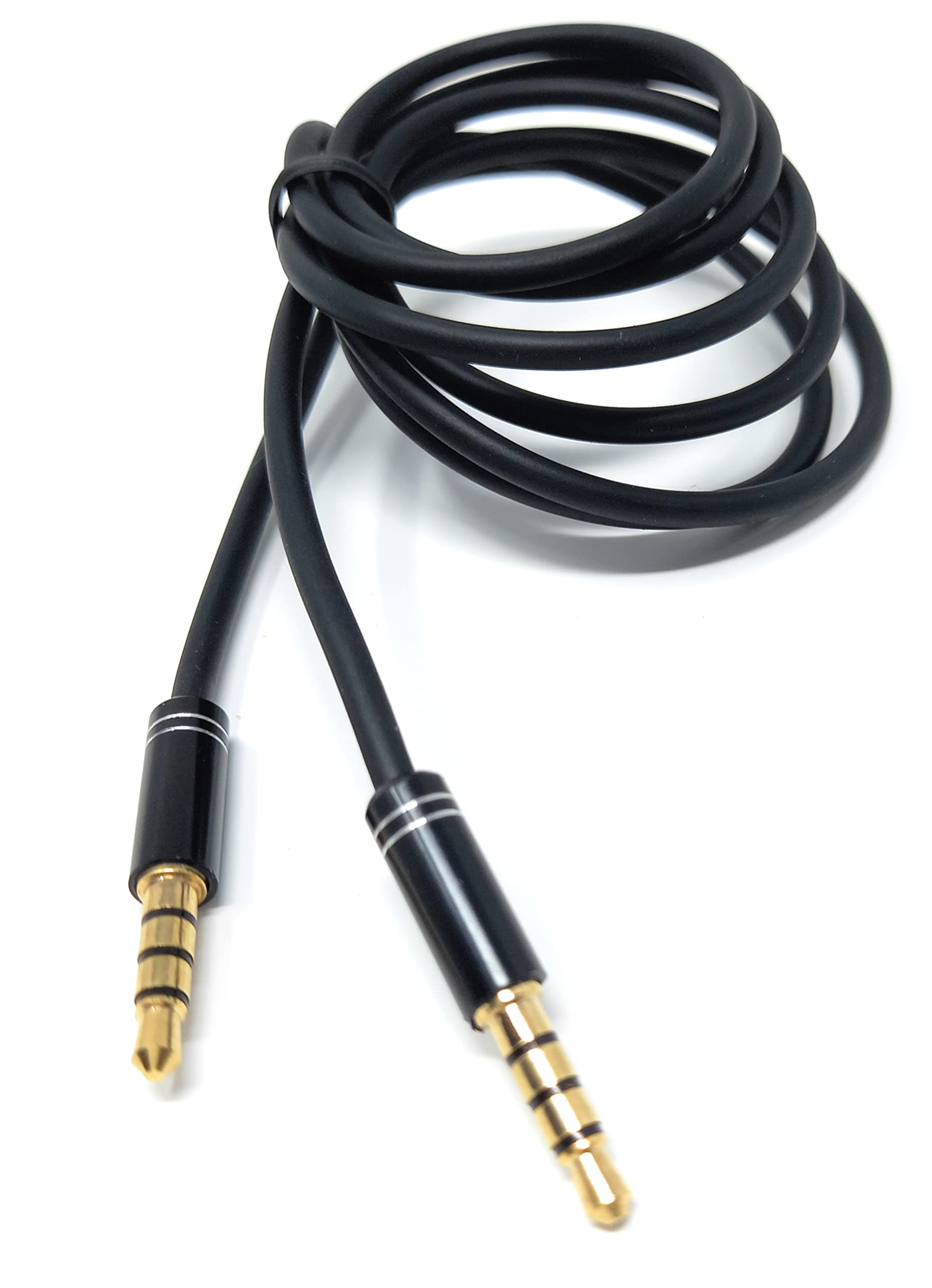 DRUT 3.5mm Jack to Jack 4 Pole Male Audio Stereo Cable Flexible Rubber Shield Lead, Gold Connectors
