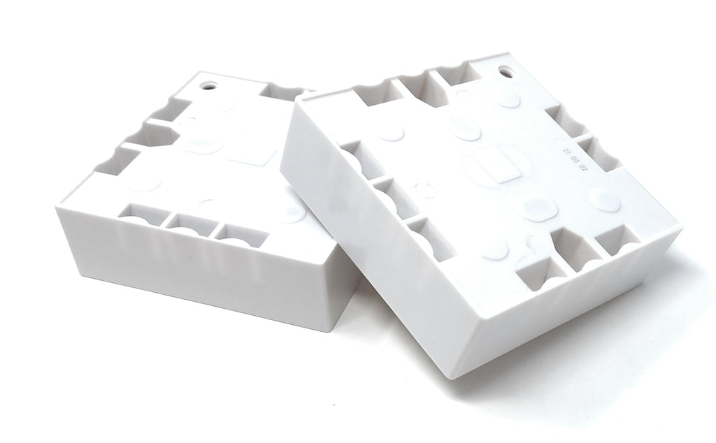 1 Gang Surface Mount Back Box Pattress Box (25mm x 85mm x 85mm) White