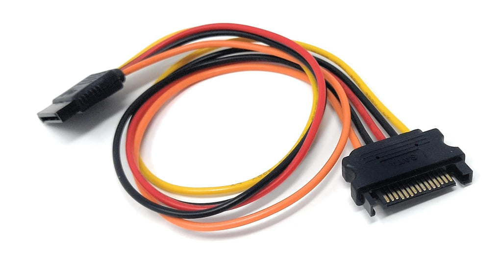 25cm 15 Pin SATA Extension Power Cable, Male to Female Extender Cord Adapter for Hard Drive Disk, SSD, HDD, PCI-E