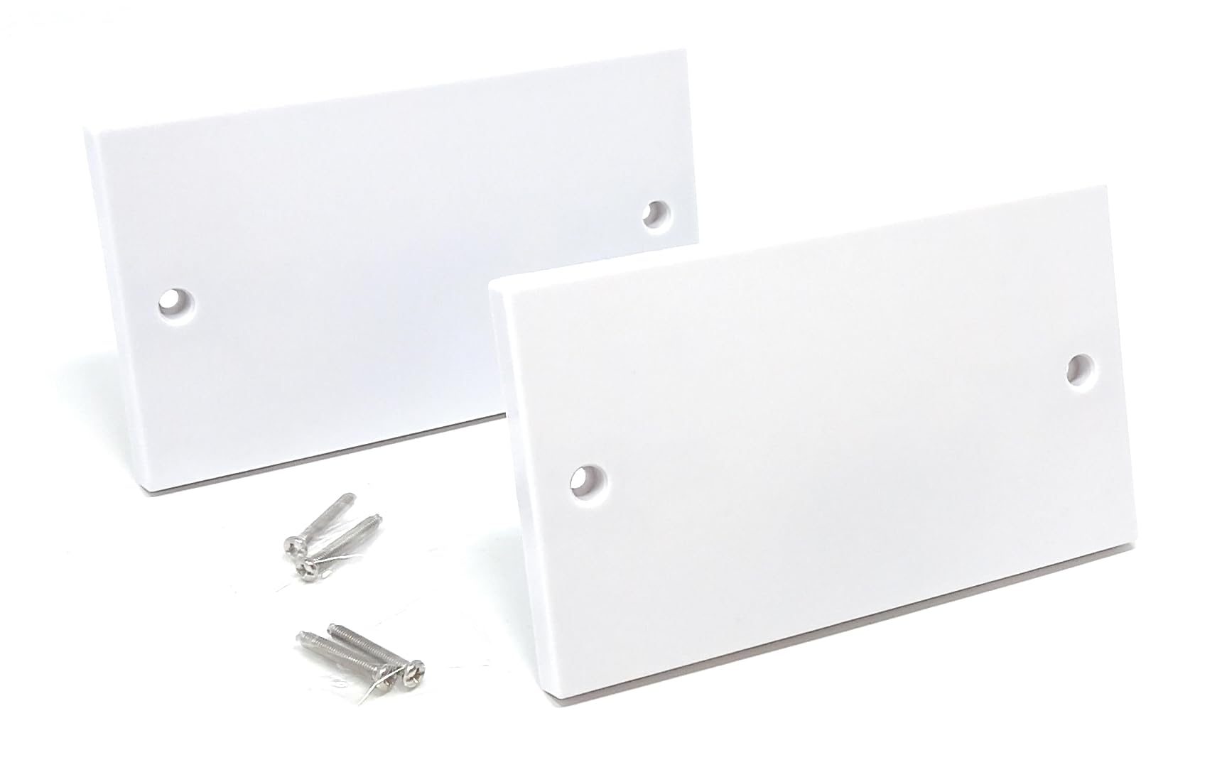 Dual, 2 Gang Blanking Plate Cover Faceplate for Electrical Sockets Back Box White, with Screws