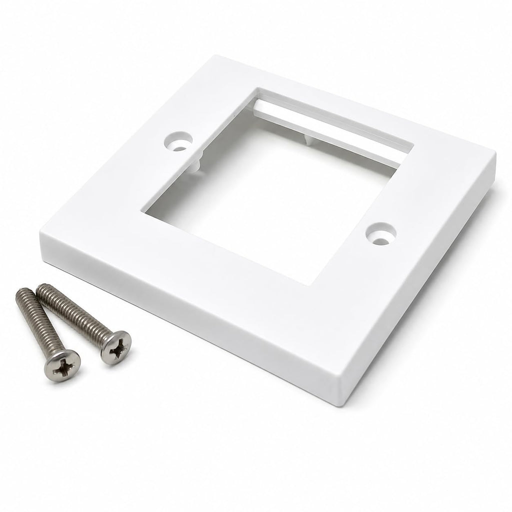 Single Gang 2 Port Euro Module Faceplate, 85 x 85mm Wall Plate for AV, RJ45, HDMI, USB & Keystone Modules, White Modular Faceplate for Home & Office Networking