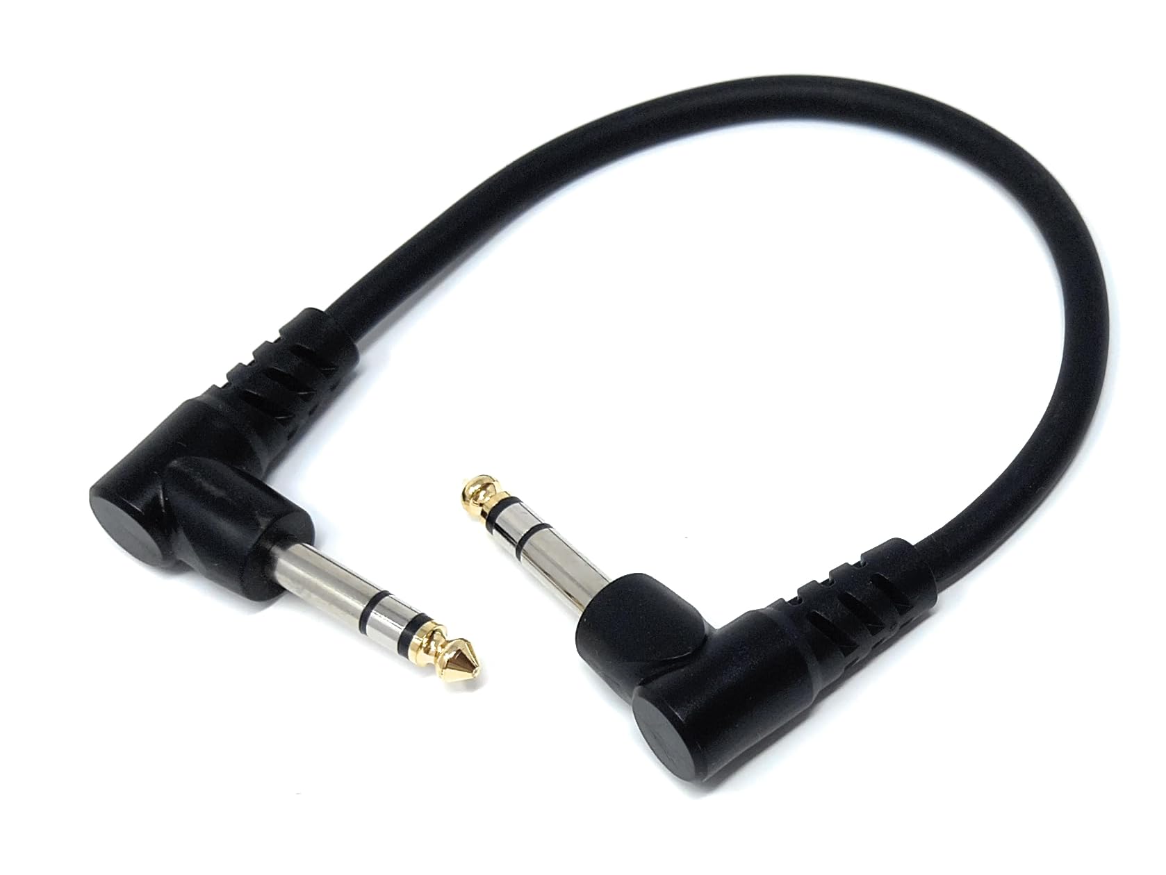 6.35mm 1/4" TRS Stereo Jack to Jack Plug, Dual Right Angle Patch Cable Lead for Headphones Amplifiers, Music Instruments, Live Events, DJ