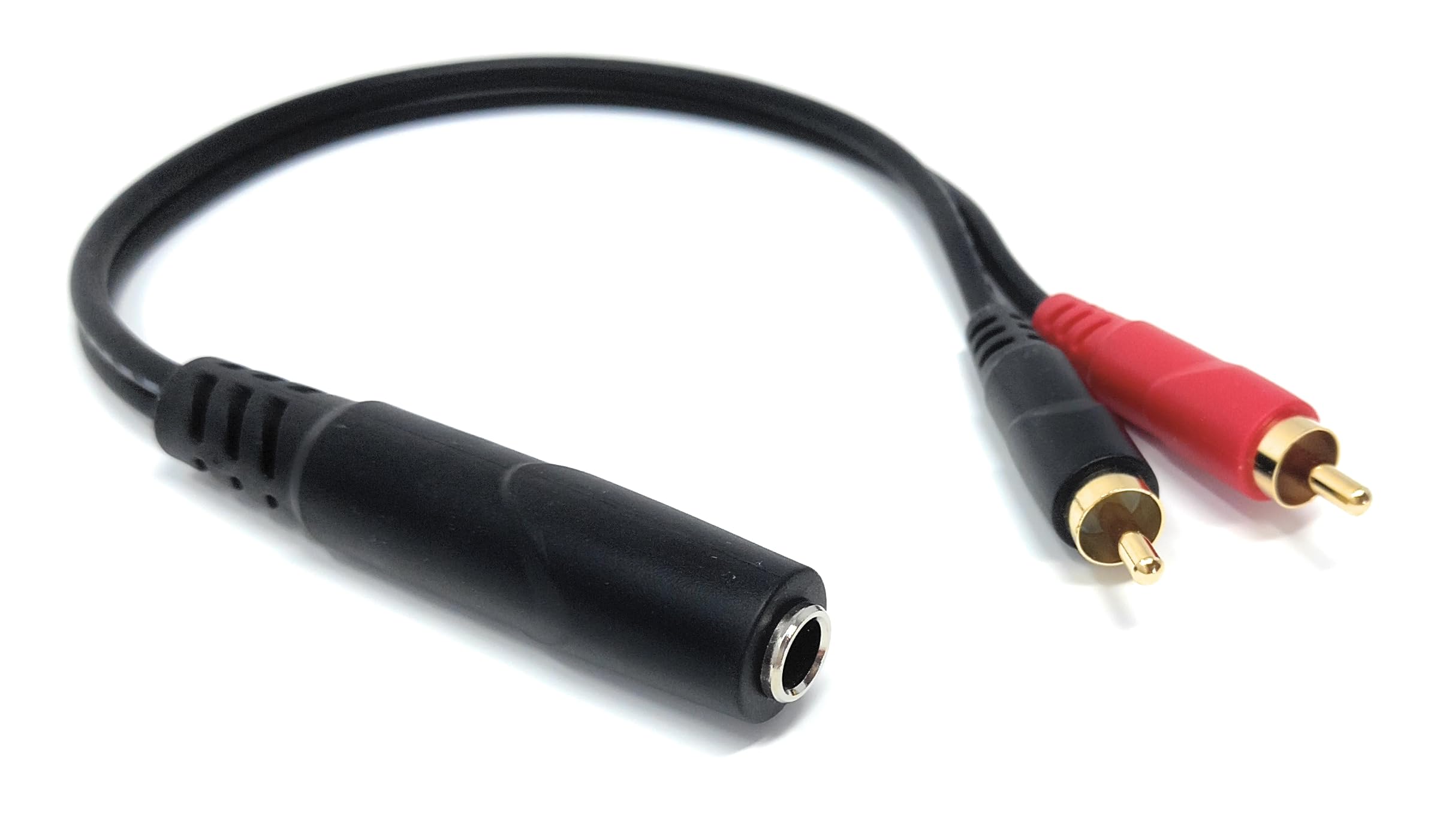 DRUT 6.35mm to 2 x RCA Splitter Cable, 6.35 TRS Female to Dual RCA Male Stereo Audio Lead for Music Instruments, Mixer (Gold Plated)