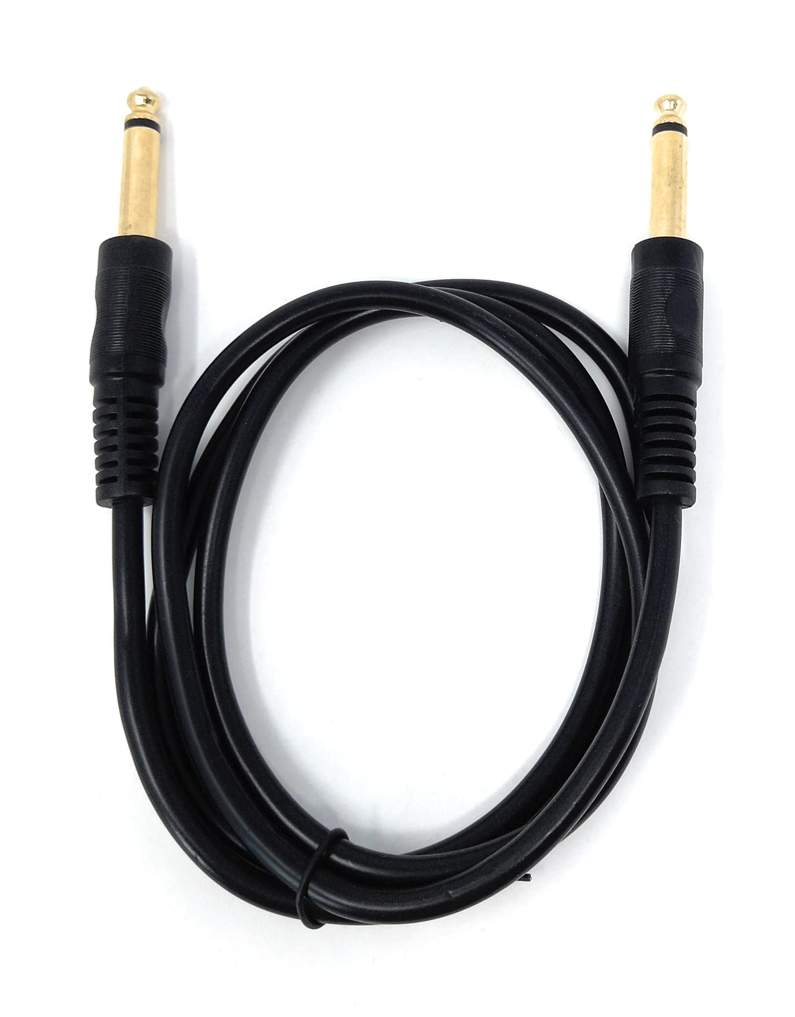 DRUT 6.35mm to 6.35mm Mono 1/4'' TS Jack Plug Speaker, Guitar, Instrument, Patch Cable Gold Connectors