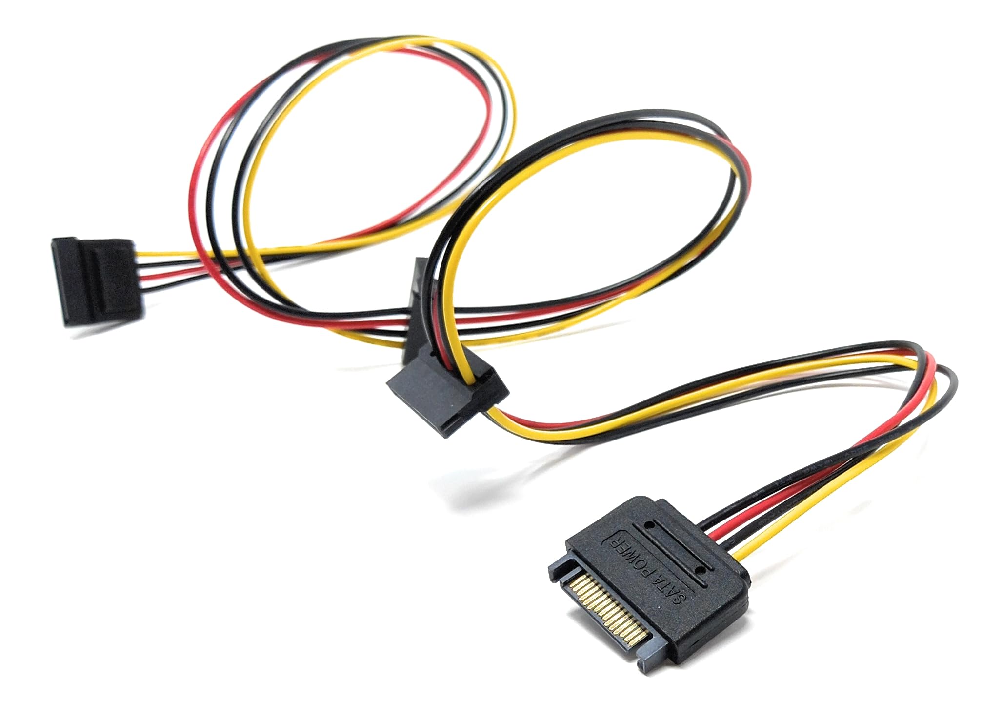 DRUT 85cm 15 Pin 1 Sata Male to 3 Triple Sata Female Power Splitter Y Cable Adapter, Serial Cord for HDD, SSD, Optical Drives 2.8ft