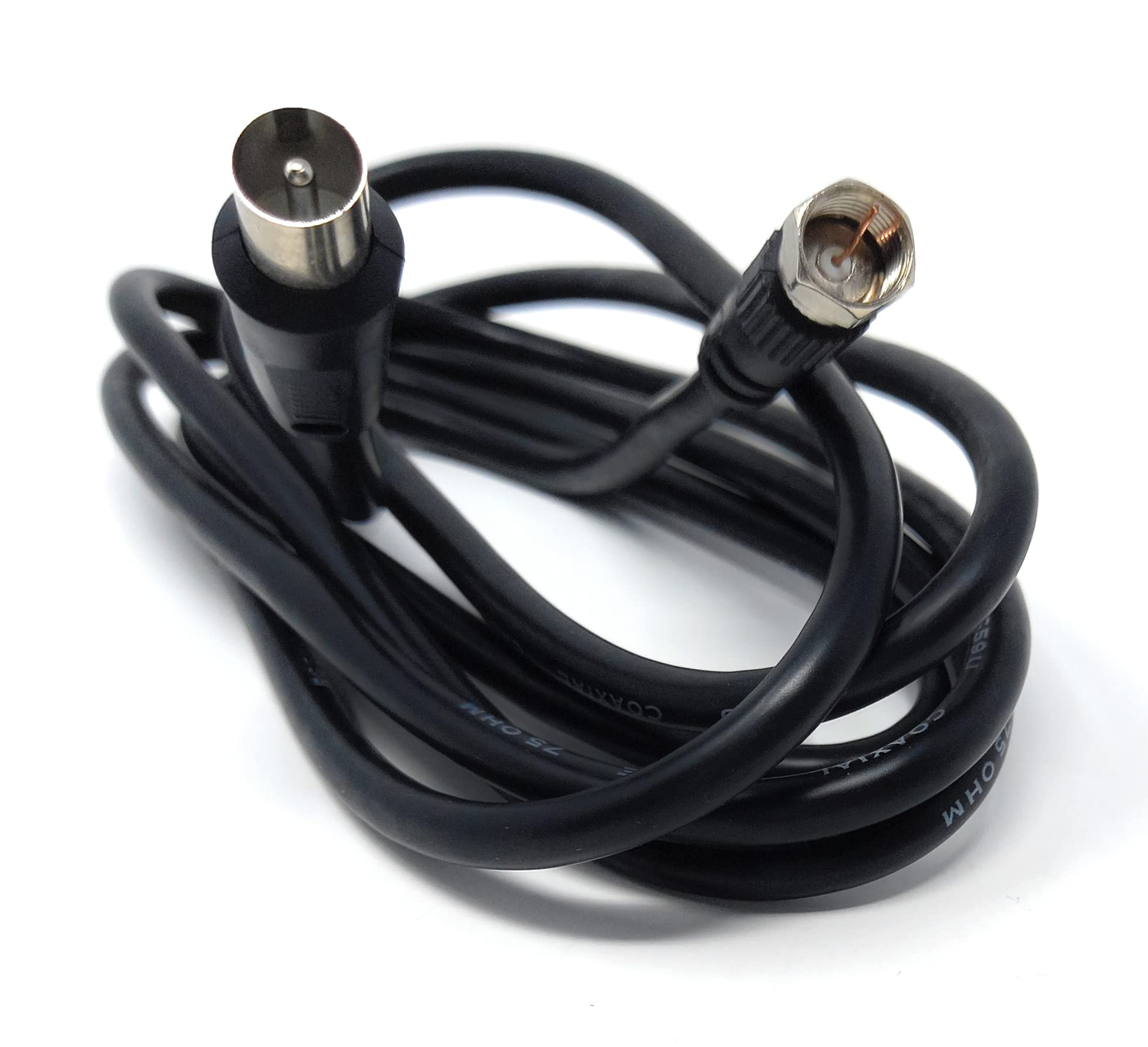 DRUT RF TV Aerial Male to F Type Connector Male Plug Coaxial Coax Cable, Lead, 75 Ohm, 3C-2V