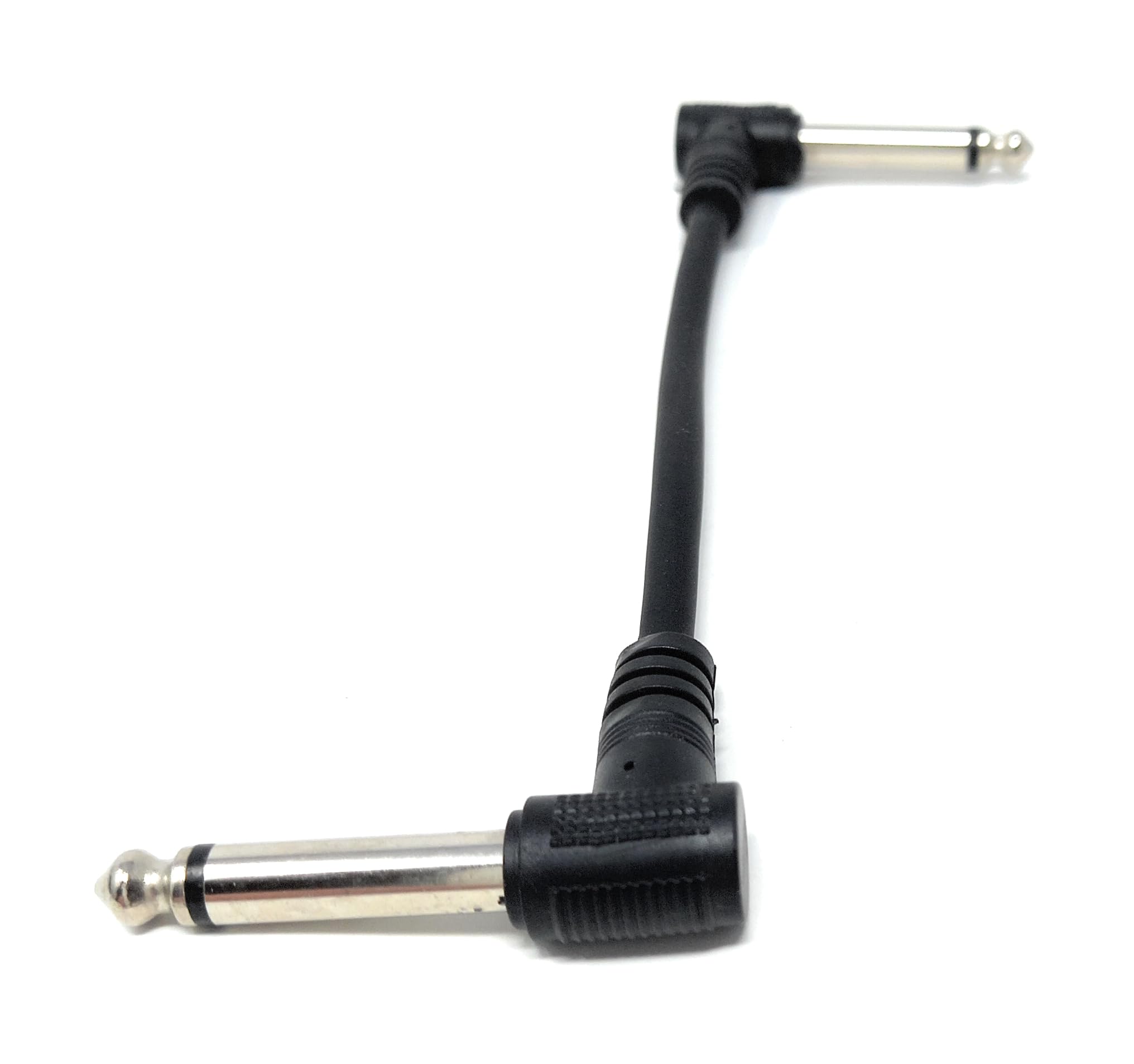 DRUT Patch Cables 6.35mm (1/4") TS Mono 90 Right Angle Jack to Jack Cable Lead, Compatible With Guitar, Bass, Acoustic, Effects Pedal, Mixer, Speaker, DJ, Music instruments