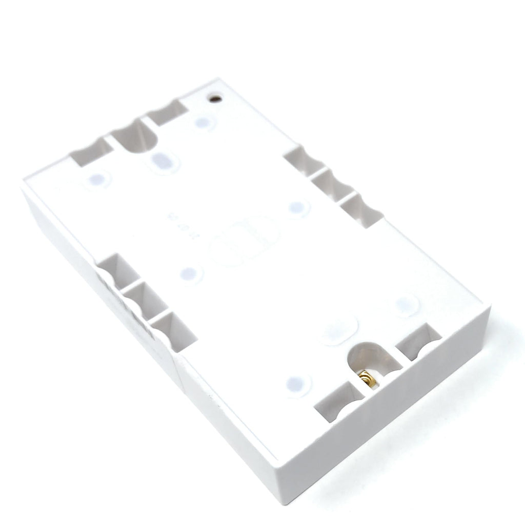 2 Gang Surface Mount Back Box Pattress Box, 145mm x 86mm x 25mm, White