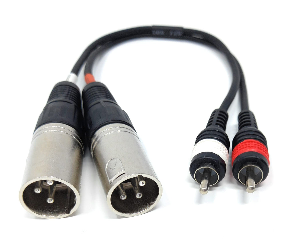 DRUT Twin XLR 3 Pin Plugs to 2 x RCA Phono Plugs Lead Audio Shielded Cable