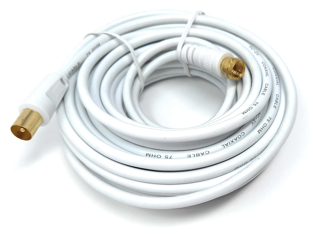 DRUT RF TV Aerial Male to F Type Connector Male Plug Coaxial Coax Cable, Lead, 75 Ohm, 3C-2V
