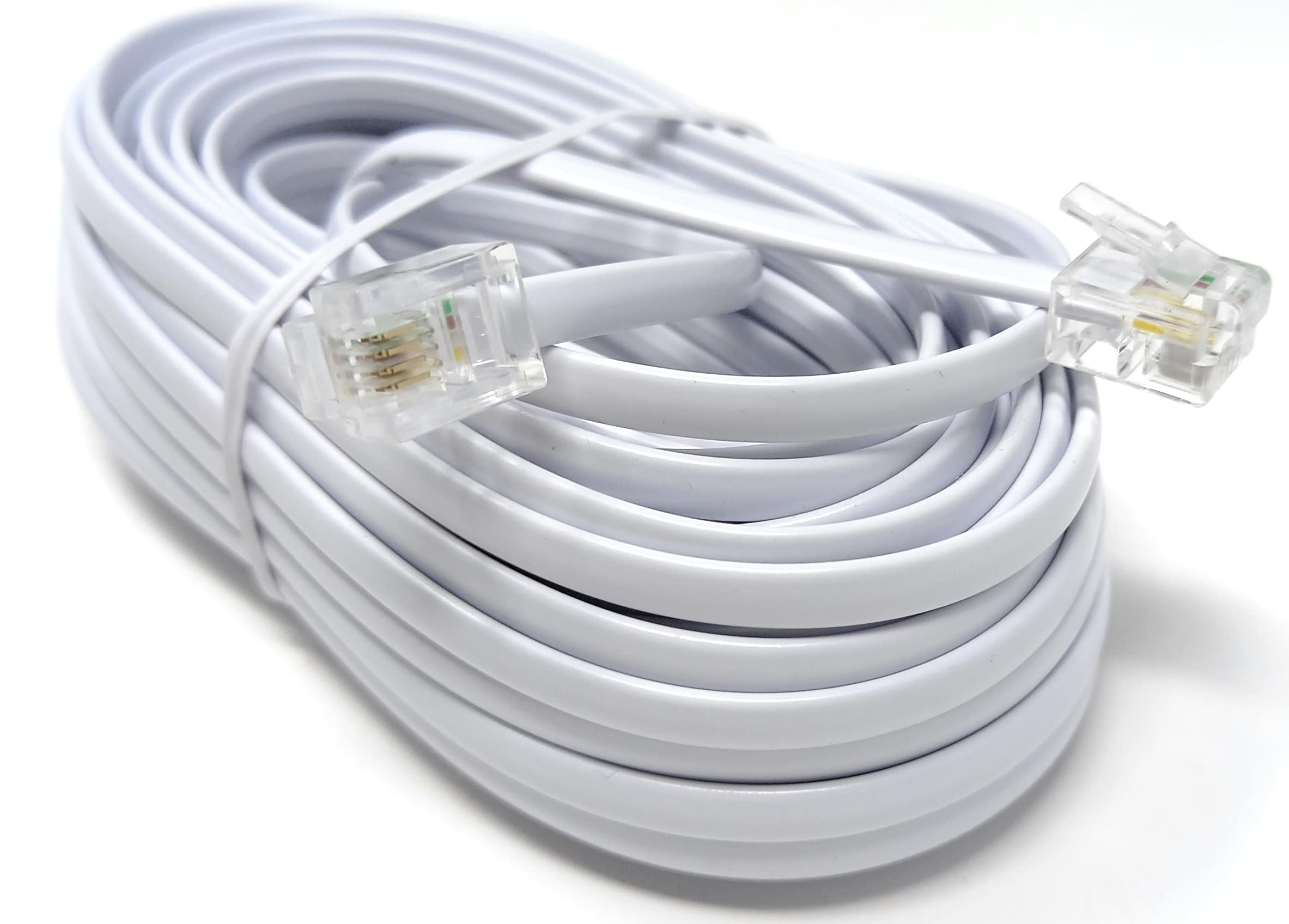 DRUT RJ11 to RJ11 Telephone Landline Cable ADSL (6P4C) Flat Lead High Speed BT Internet Broadband Male to Male Router, Modem, Phone Extension Wire